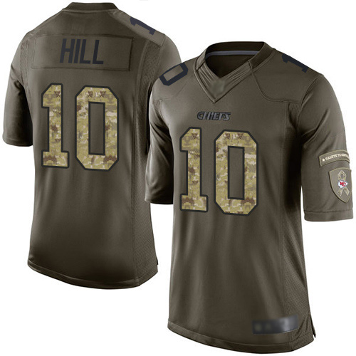 Men Kansas City Chiefs #10 Hill Tyreek Limited Green Salute to Service Football Nike NFL Jersey->youth nfl jersey->Youth Jersey